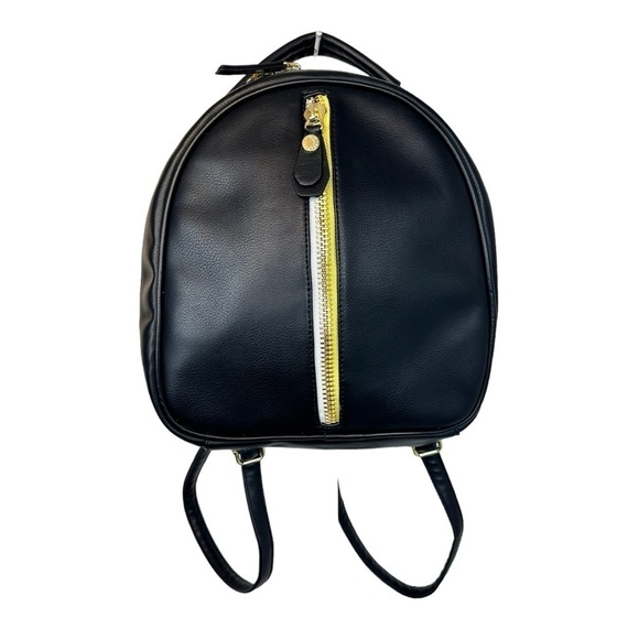 Steve Madden Backpack Multi Zipper Black Yellow Adjustable Strap Purse Bag Tote - Picture 1 of 16
